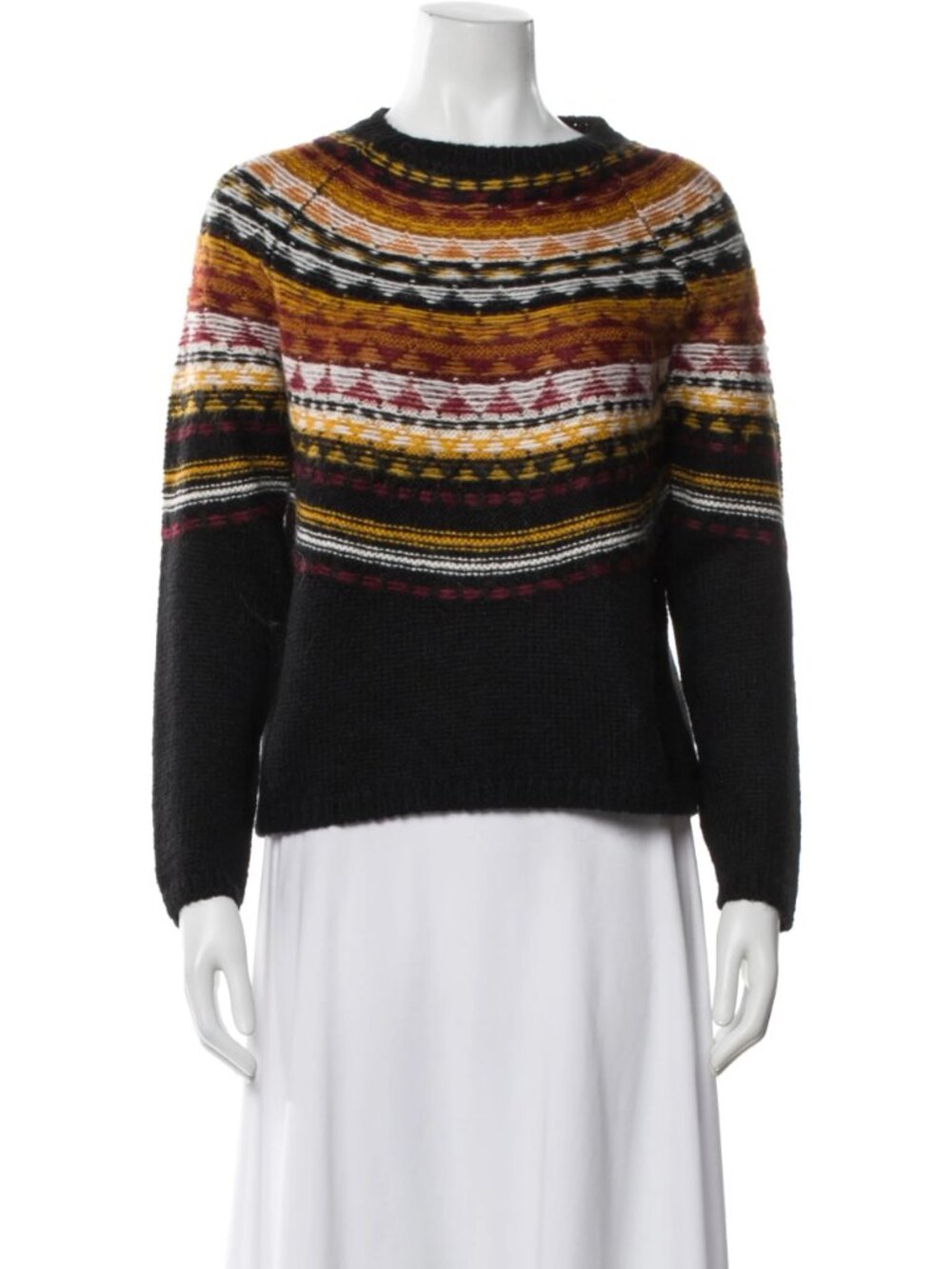 Sezane Size Small Women's Black/Multicolor Mohair/Wool Blend Noa Sweater